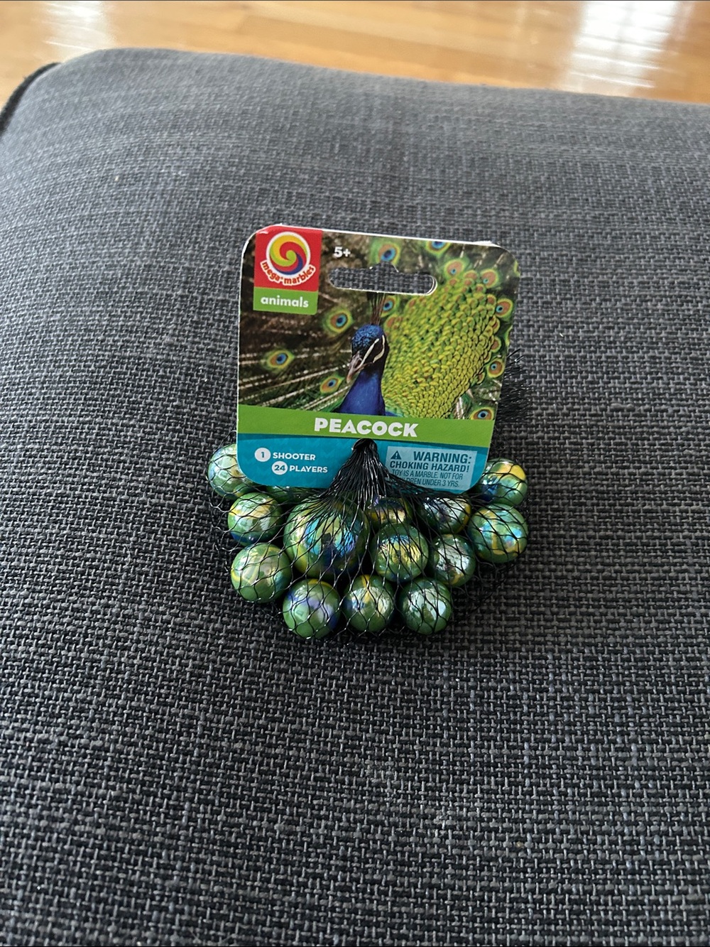 Peacock Shooter Glass Marbles - Green Iridescent Set